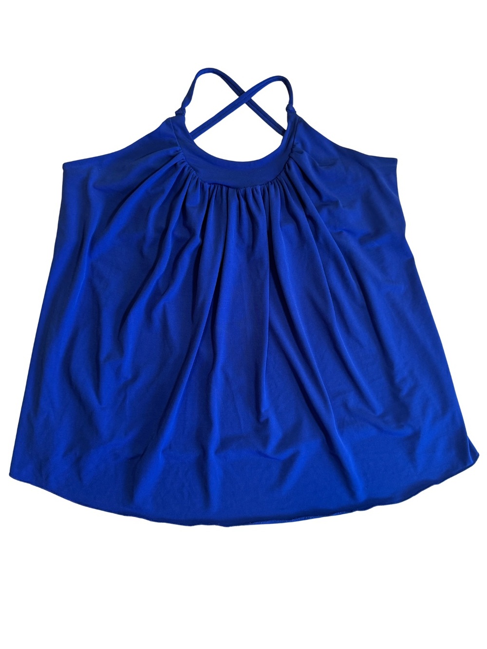 Candie's Royal Blue Tank Top Size L Y2K Crossback Flowy Boho Pleated Cami